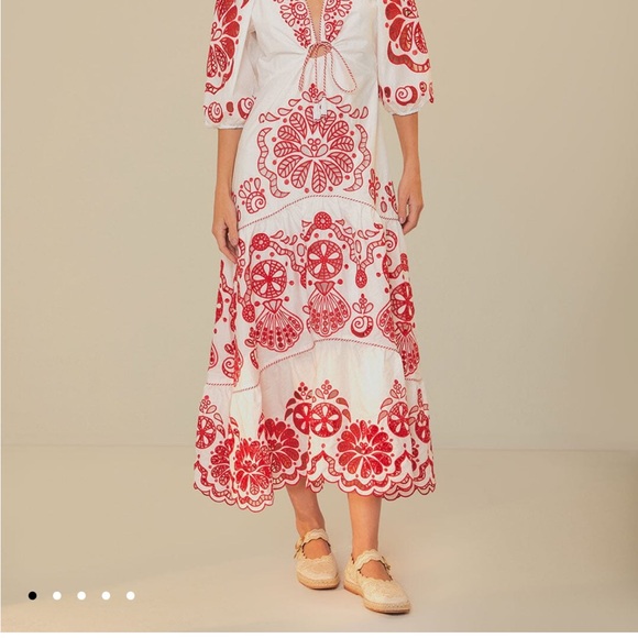 FARM Rio Red and White Sundress Maxi - Worn Once!
